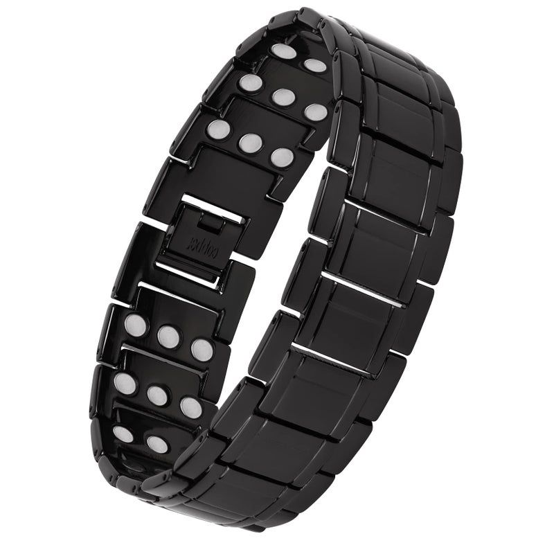 Jeracol 99.99% Soild Copper Bracelets for Men,3X Magnetic Bracelets Men with Ultra Strength Magnets,Adjustable Size&Jewelry Gift Box(Black)